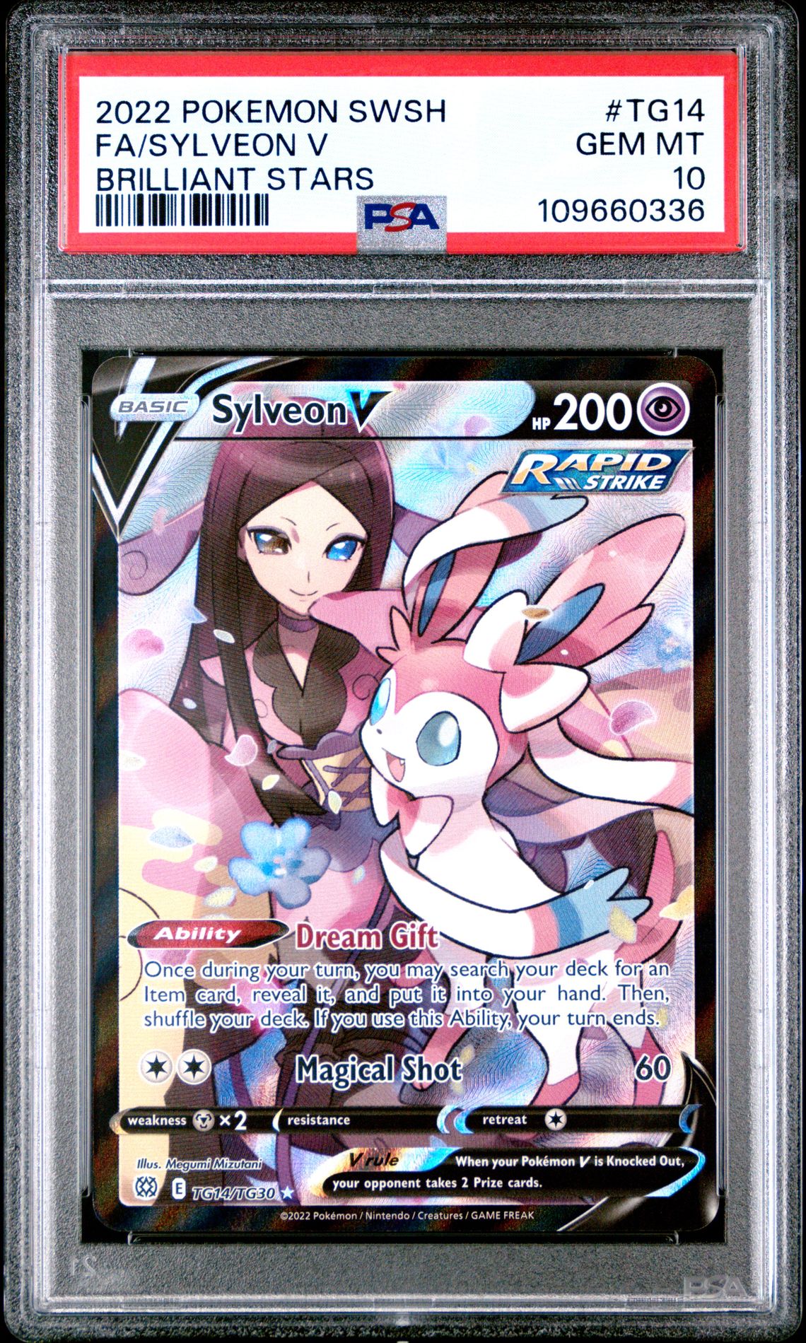 2022 Pokemon Sword & Shield Brilliant Stars Fa/Sylveon V #Tg14 (Brilliant Stars) Gem Mt 10 front