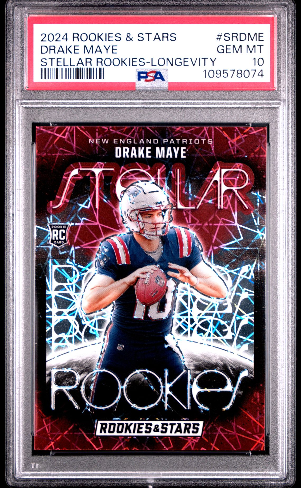 2024 Panini Rookies & Stars Stellar Rookies Drake Maye #Srdme (Stellar Rookies-Longevity) Gem Mt 10 front