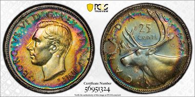 1947 25C Maple Leaf MS64