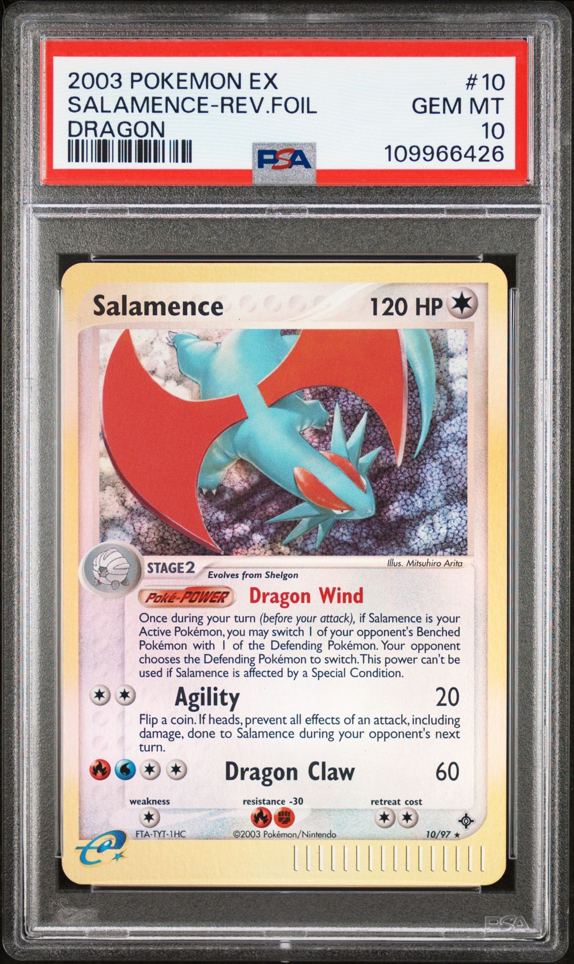 2003 Pokemon POKEMON EX DRAGON #10 Salamence-Rev.Foil front