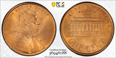 1995 1C Doubled Die Obverse MS66RD