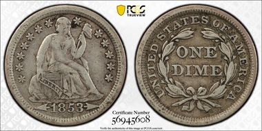 1853 10C Arrows VF30