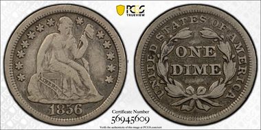 1856 10C Large Date VF20