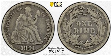 1891-O 10C VF25