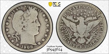 1908-S 25C VG8