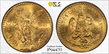 1947 50 Peso KM-481  Au MS67