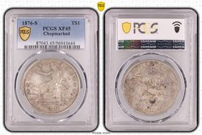 1876-S T$1 Chopmarked XF45