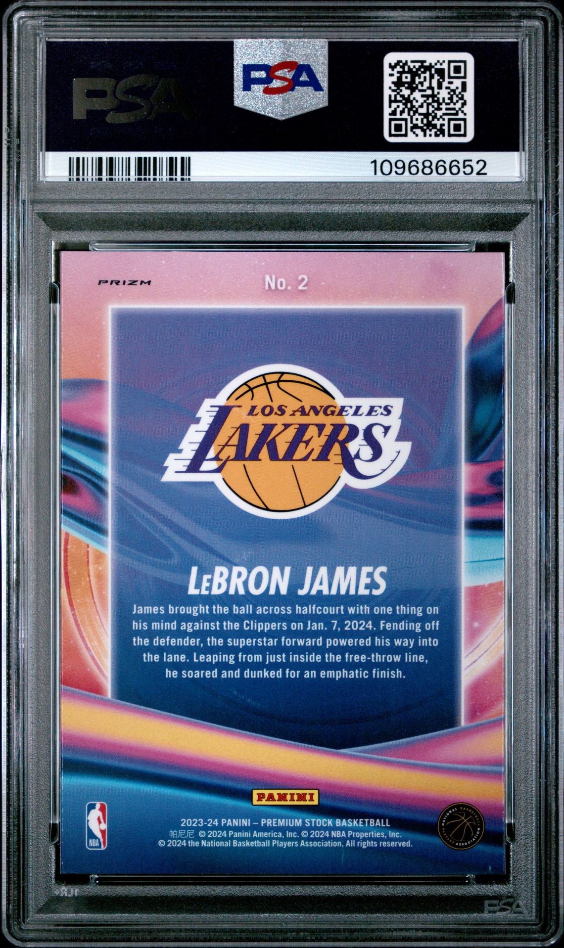 2023 Panini Hoops Premium Stock Anti Gravity Lebron James #2 (Anti Gravity-Disco Prizm) Gem Mt 10 back