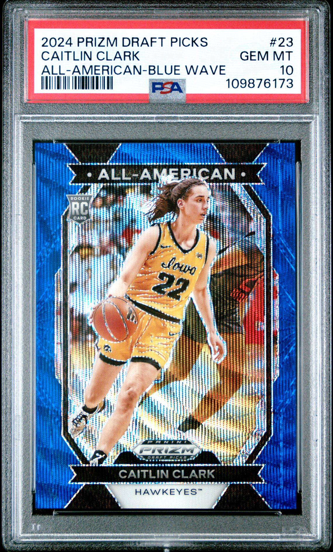 2024 Panini PANINI PRIZM DRAFT PICKS ALL-AMERICAN ALL-AMERICAN-BLUE WAVE #23 Caitlin Clark front