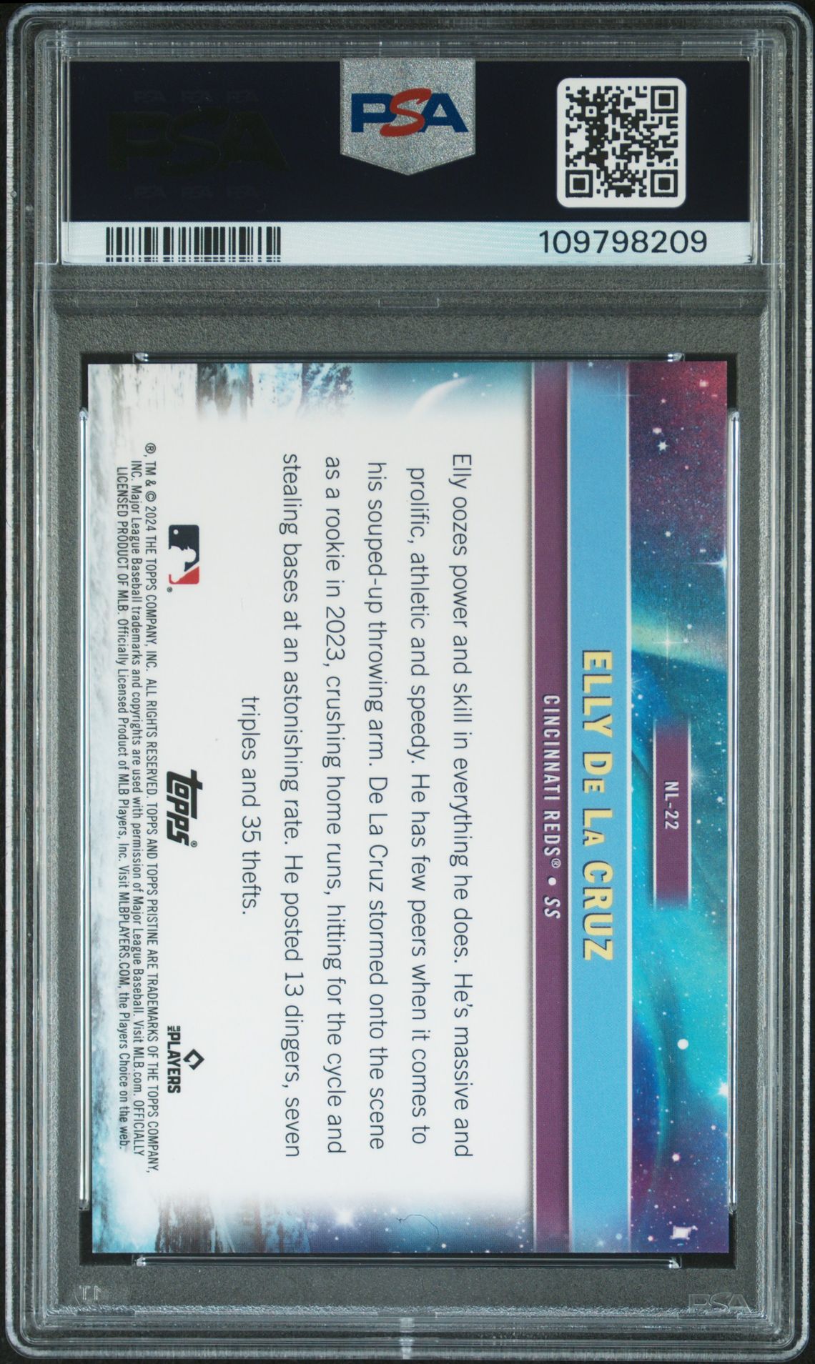 2024 Topps Pristine Northern Lights Elly De La Cruz #Nl22 Gem Mt 10 back