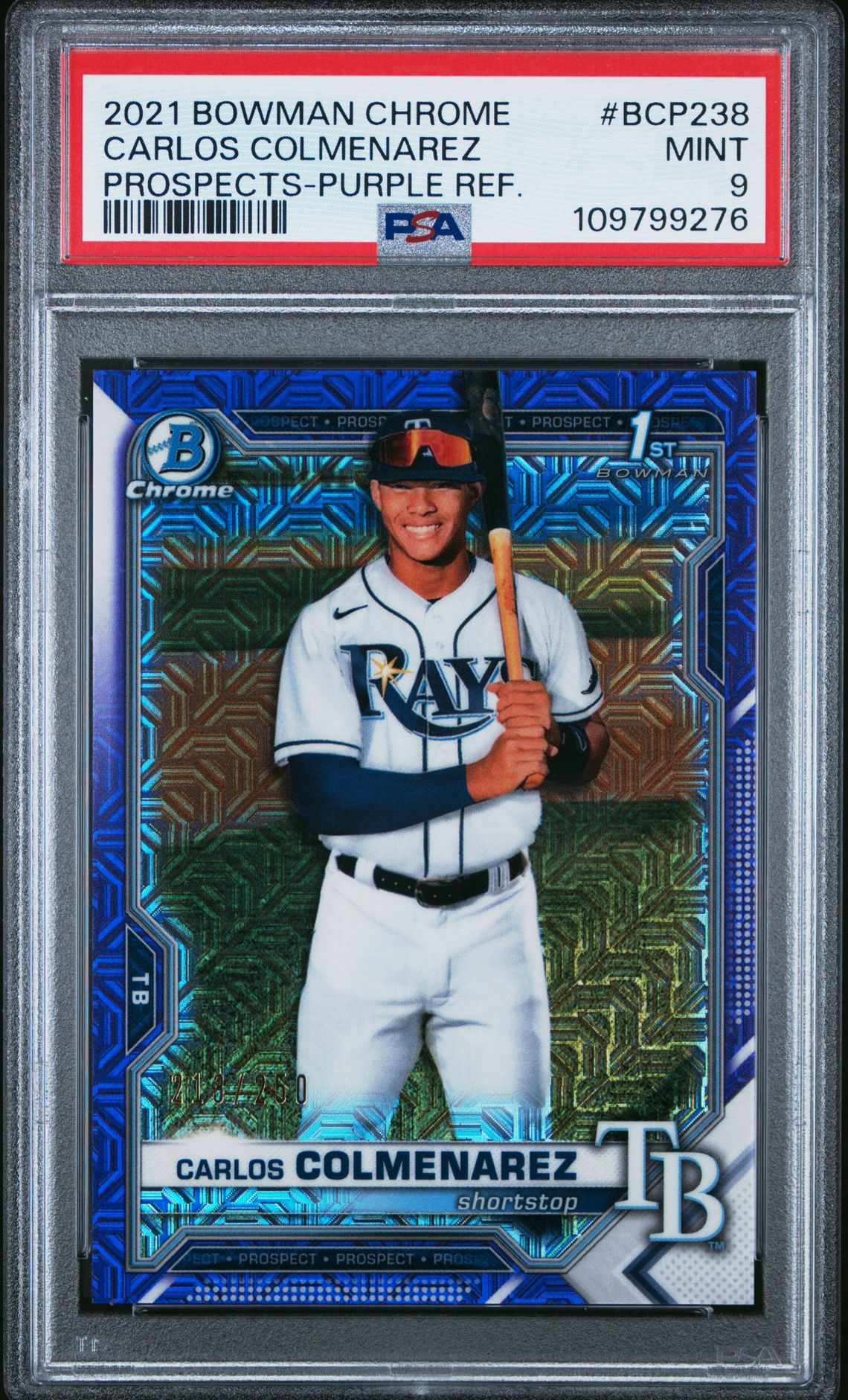 2021 Bowman BOWMAN CHROME PROSPECTS Purple Refractor #BCP238 Carlos Colmenarez front