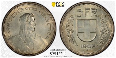 1967 B 5 Fr Type I MS65