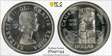 1958 S$1 British Columbia PL64