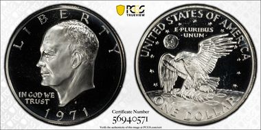 1971-S $1 Silver, Peg Leg PR68