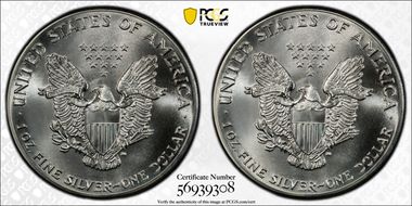 1986 $1 Silver Eagle MS68