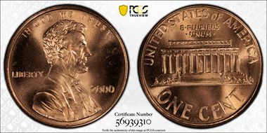 2000 1C "Cheerios" Cent MS67RD