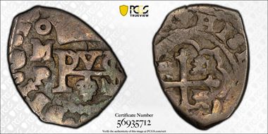 (1729-30)Mo R 1/2 R Calico Type-52 VF25