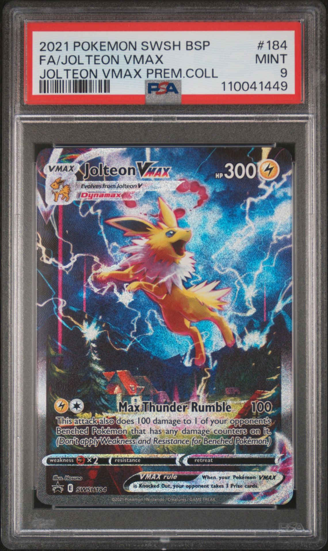 2021 Pokemon Swsh Black Star Promo Fa/Jolteon Vmax #184 (Jolteon Vmax Prem.coll) Mint 9 front