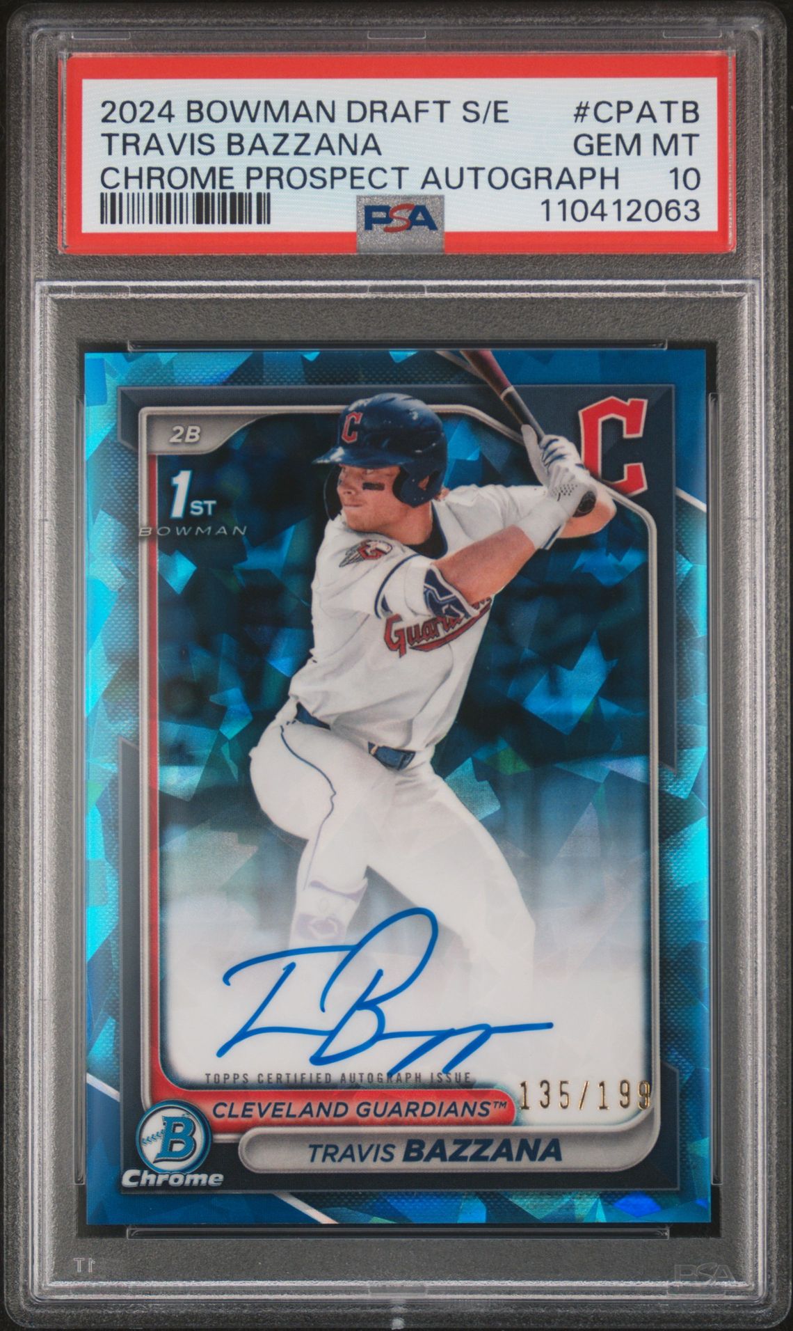 2024 Bowman Draft BOWMAN DRAFT SAPPHIRE EDITION CHROME SAPPHIRE PROSPECT AUTOGRAPHS #CPATB Travis Bazzana front