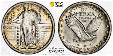 1917-D 25C Type 2 AU58