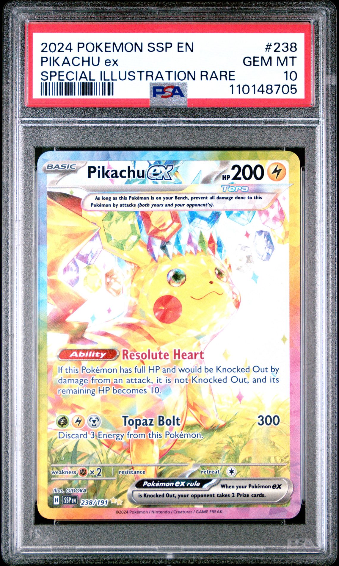 2024 Pokemon Ssp En-Surging Sparks Pikachu Ex #238 (Special Illustration Rare) Gem Mt 10 front