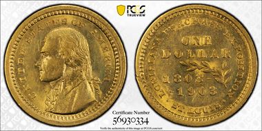 1903 G$1 LA Purchase, Jefferson AU58