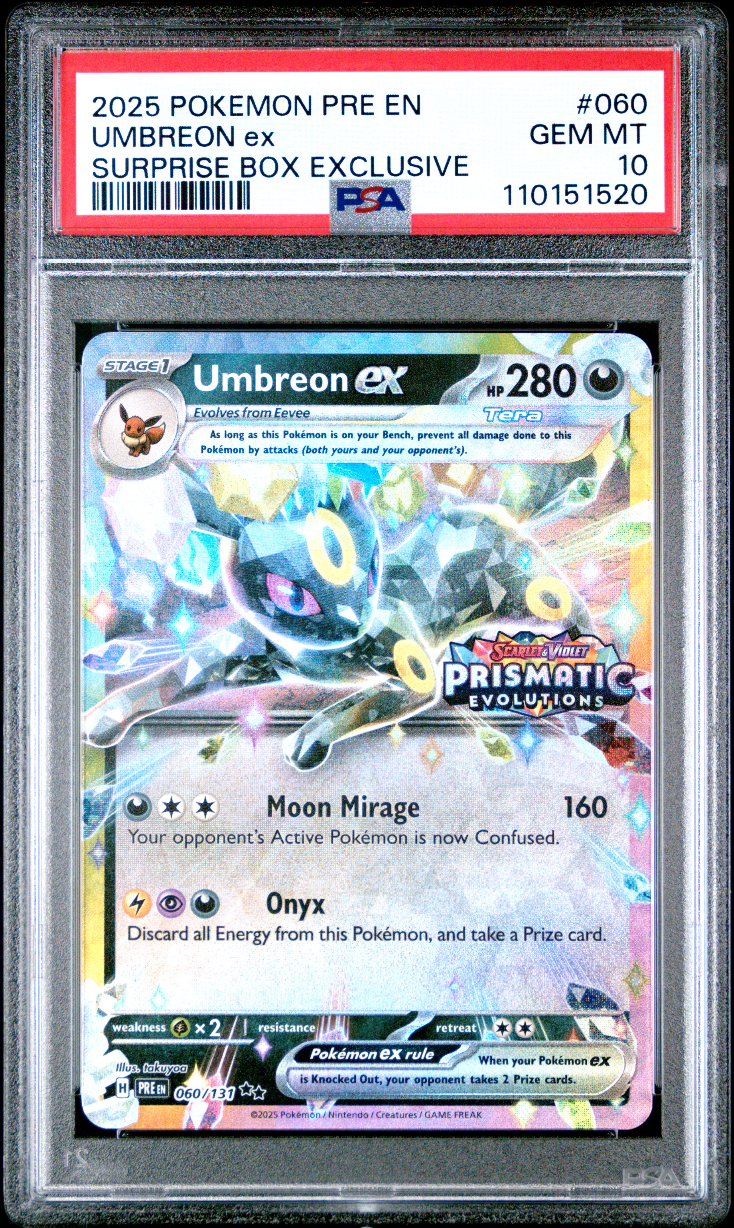 2025 #060 Umbreon EX PSA 10 Pre EN-Prismatic Evolutions
