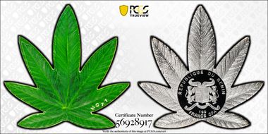 2011 100 Fr Cannabis Colorized Leaf Shaped PR70DCAM