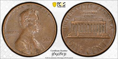 1982 1C Bronze, Small Date AU55BN