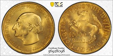 1923 10K Mk Jaeger-N20b Notgeld MS66