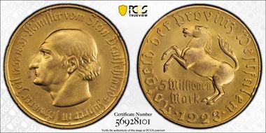 1923 5M Mk Jaeger-N22 Notgeld MS65