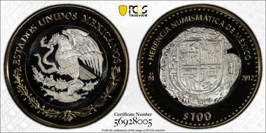 2012-Mo 100 P Felipe III Cob Numismatic Heritage PL69