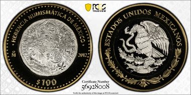 2012-Mo 100 P Counterstamped 1804-Mo 8R Numismatic Heritage PL69