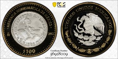 2012-Mo 100 P 1828-Mo 8 Escudo Numismatic Heritage PL69