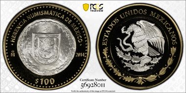 2014-Mo 100 P Oaxaca Royalist 1812 Numismatic Heritage PL70