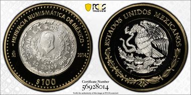 2014-Mo 100 P Oaxaca Revolution 1916 Numismatic Heritage PL69