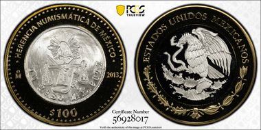 2013-Mo 100 P Scale of Justice Coin Numismatic Heritage PL70