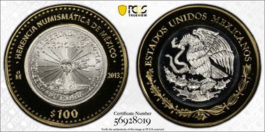 2013-Mo 100 P Zapatista Coin from Suriana Numismatic Heritage PL69