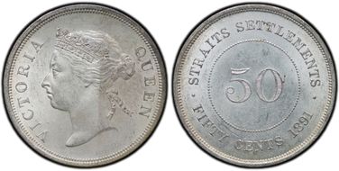 1891 50C KM-13  Ag MS63