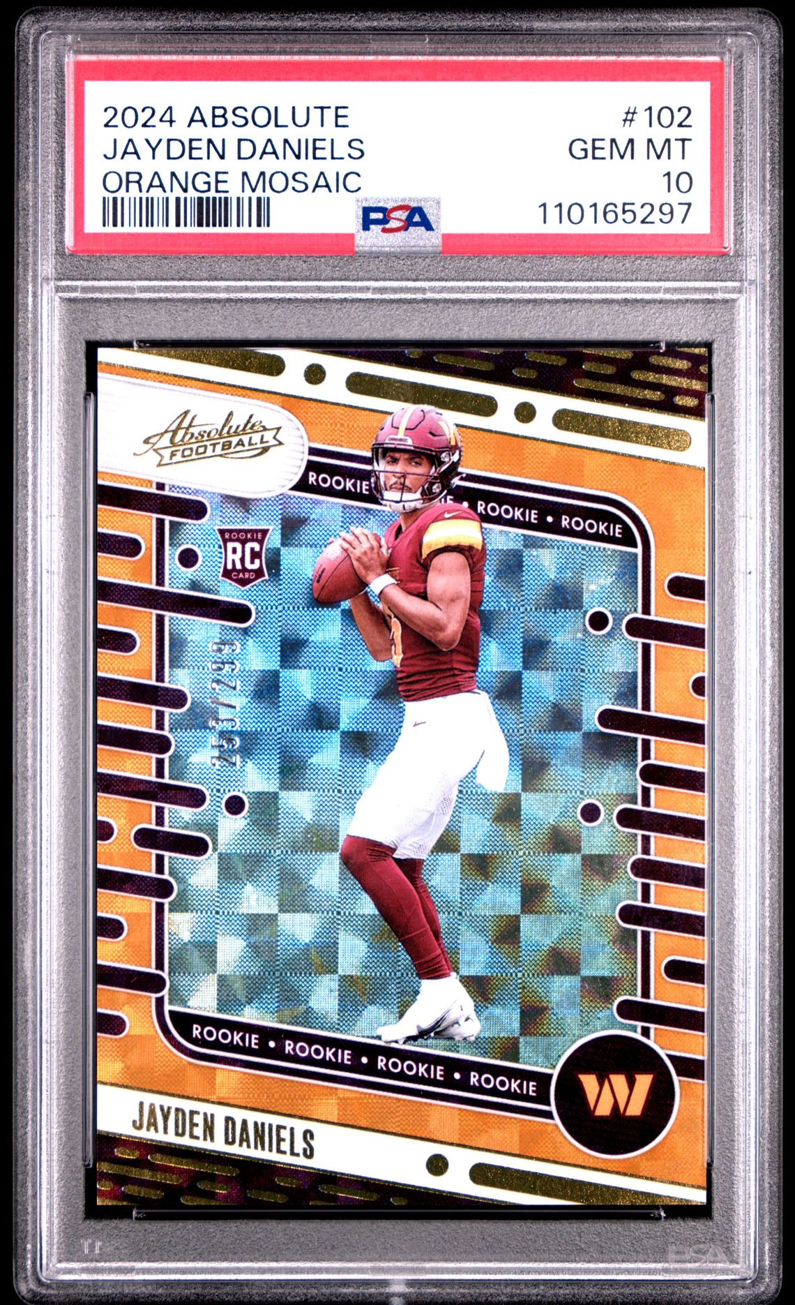 2024 Panini Absolute Jayden Daniels #102 (Orange Mosaic) Gem Mt 10 front