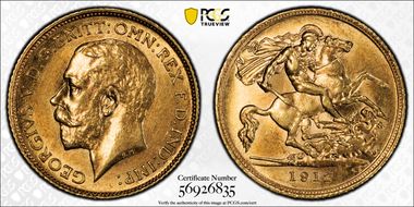 1912-S 1/2 Sov S-4009 AU58