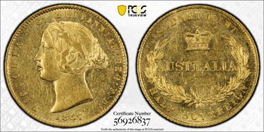 1857-SY 1/2 Sov AU58