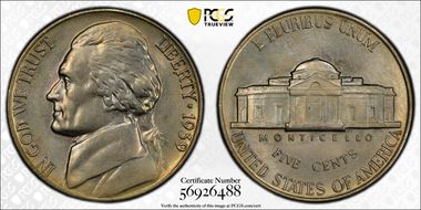 1939 5C Reverse of 1938 MS65