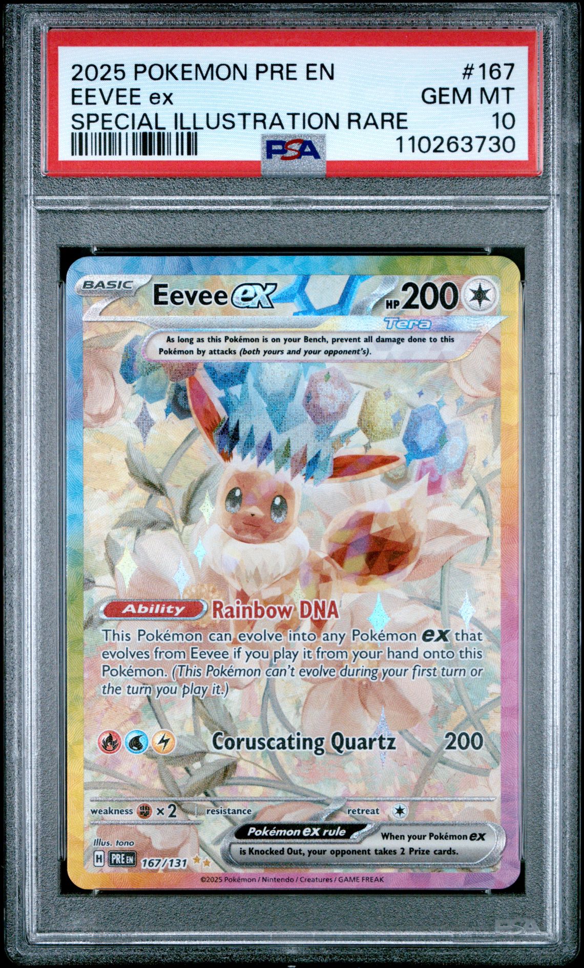 2025 Pokemon Pre En-Prismatic Evolutions Eevee Ex #167 (Special Illustration Rare) Gem Mt 10 front
