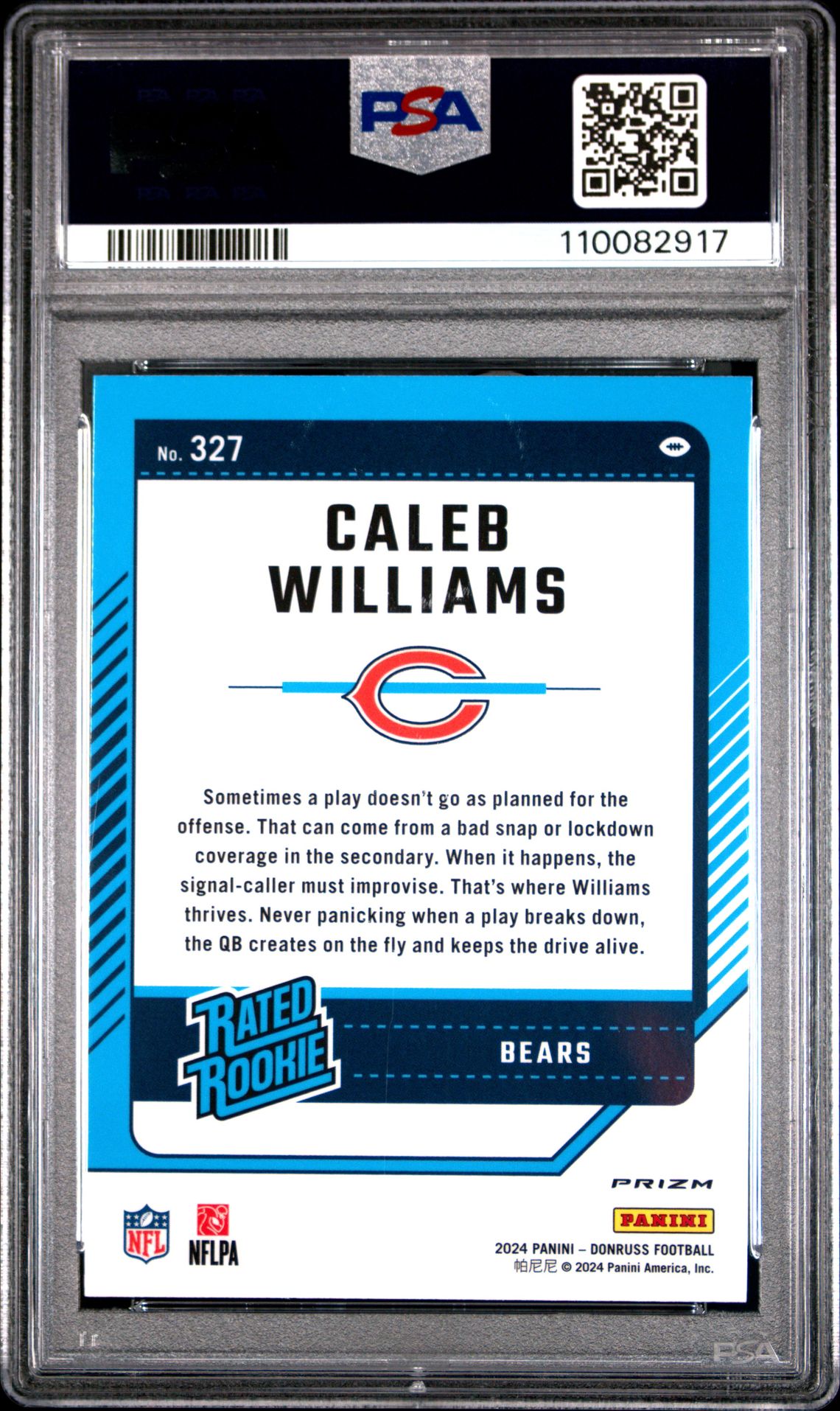 2024 Panini Donruss Caleb Williams #327 (Optic Preview-Red Wave) Gem Mt 10 back