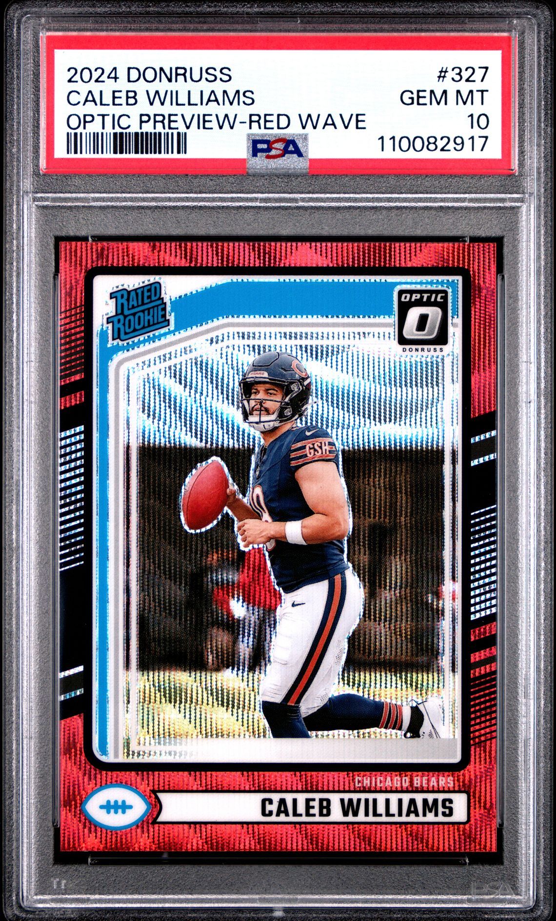 2024 Panini Donruss Caleb Williams #327 (Optic Preview-Red Wave) Gem Mt 10 front