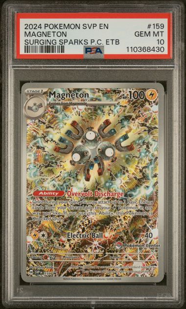 Pokemon - 2024 Magneton Surging Sparks Pc Etb #159 Svp En-Sv Black Star Promo PSA 10