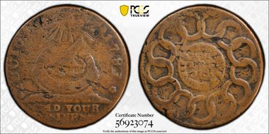 1787 Fugio 1C Newman 2-C, United States Club Rays, FUCIO G4BN