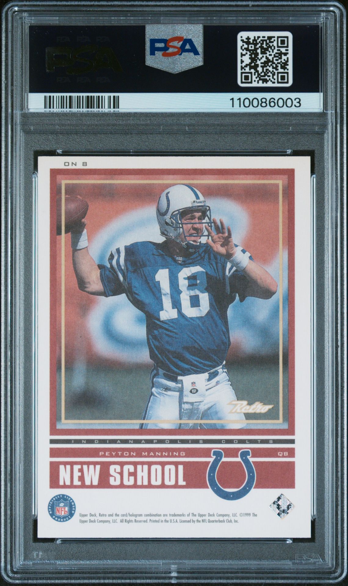 1999 Upper Deck Retro Old And New School J.elway/P.manning #On8 (Old School/New School) Mint 9 back