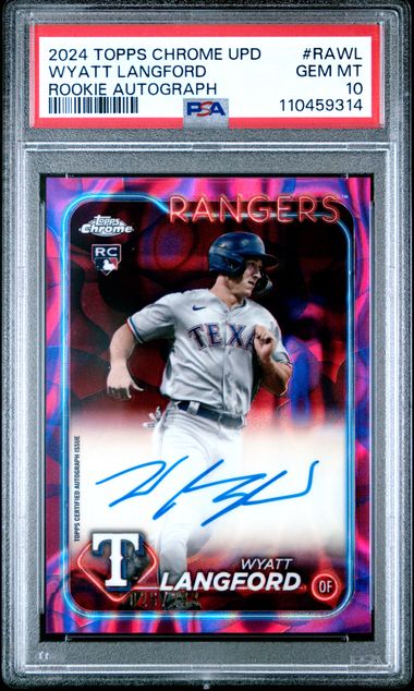 2024 Topps Chrome Update Chrome Rookie Autographs Wyatt Langford #Rawl Gem Mt 10 front